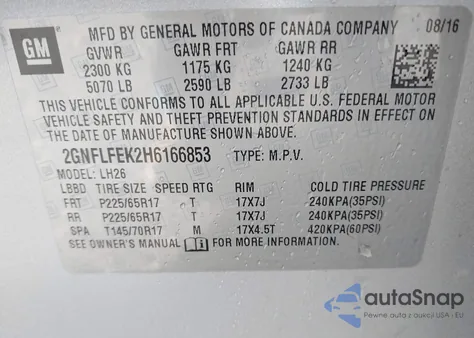 2017 Chevrolet Equinox Lt from USA, damaged, VIN 2GNFLFEK2H6166853